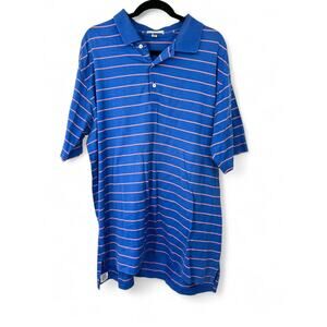 PETER MILLAR | XL | Polo Mens Short Sleeve Collared Shirt Golf Striped Blue Pink